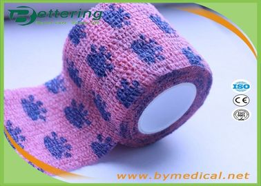Rouleau de bandage auto-adhésif non tissé, ruban adhésif rose pour chien / chat / cheval